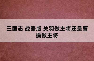 三国志 战略版 关羽做主将还是曹操做主将